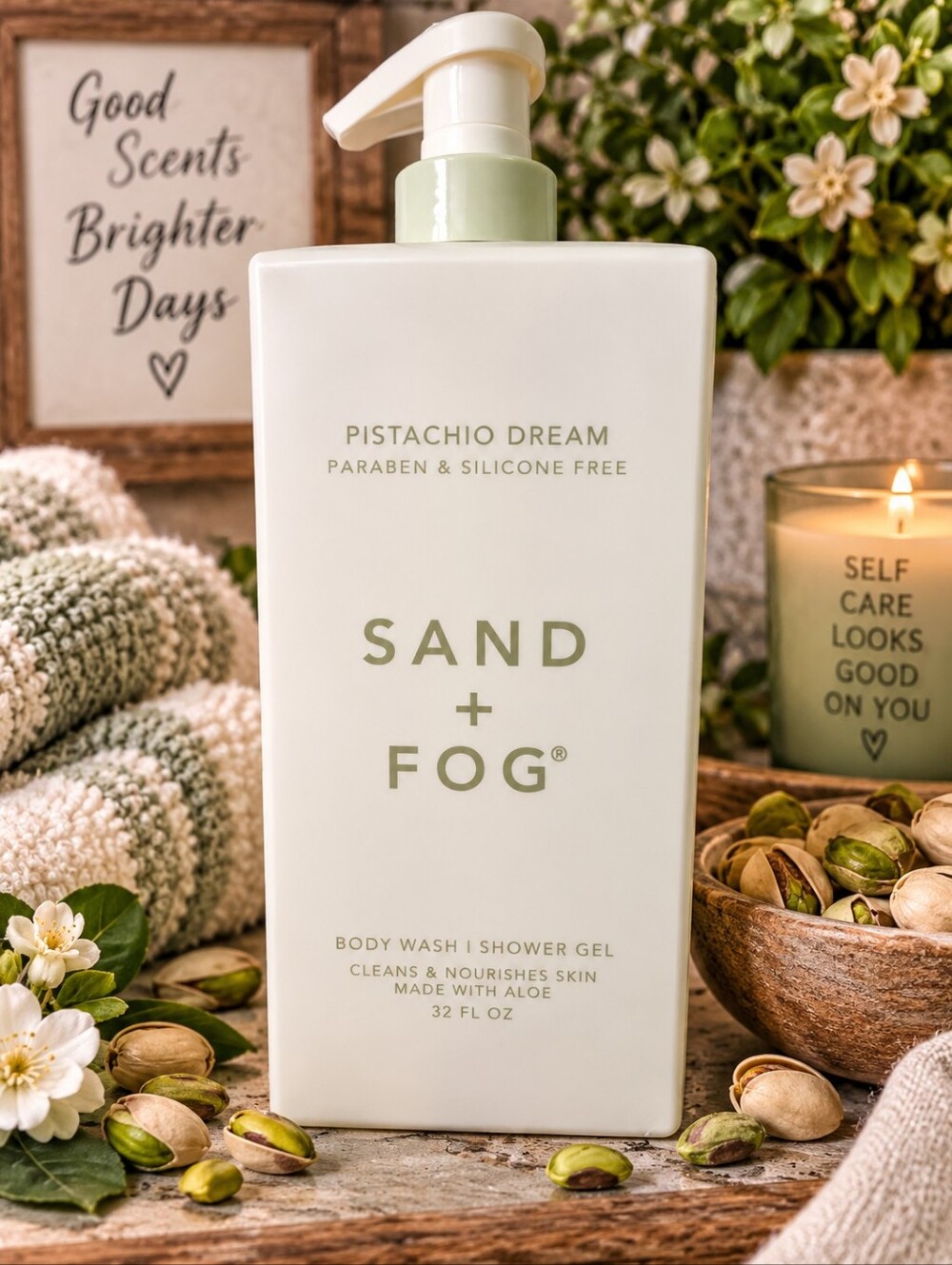 Sand + Fog Pistachio Dream Body Wash Shower Gel 32 oz Aloe Paraben Free